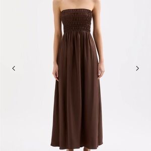 Nude Lucy Zuri Tencel Maxi Dress Chocolate Brown Strapless
